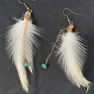 Dangling Feather Hook Earrings